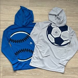 RBX Kids Hoodies - Blue and Gray Sports Design